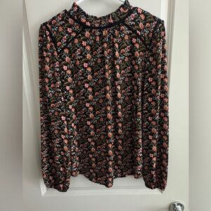 LOFT Black Floral Blouse